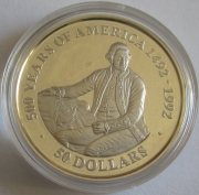 Cook-Inseln 50 Dollars 1991 500 Jahre Amerika James Cook