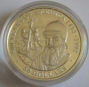 Cook-Inseln 50 Dollars 1990 500 Jahre Amerika Pedro Álvares Cabral