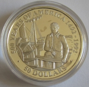 Cook-Inseln 50 Dollars 1991 500 Jahre Amerika Robert Fulton