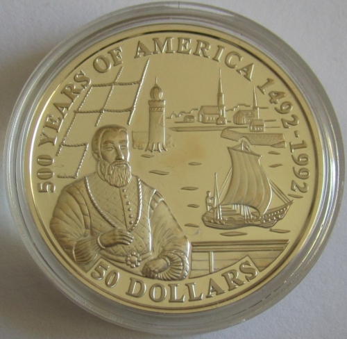 Cook-Inseln 50 Dollars 1993 500 Jahre Amerika Diego Velázquez de Cuéllar