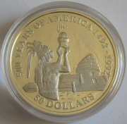 Cook-Inseln 50 Dollars 1991 500 Jahre Amerika Maya-Priester