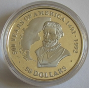 Cook Islands 50 Dollars 1991 500 Years America Ferdinand...