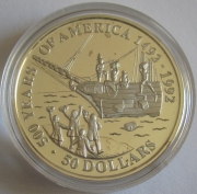 Cook-Inseln 50 Dollars 1991 500 Jahre Amerika Boston Tea...