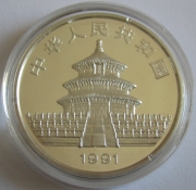 China 10 Yuan 1991 Panda Shenyang Mint (Kleines Datum)