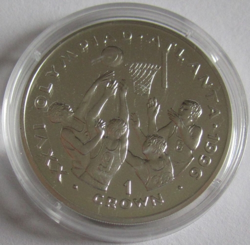 Gibraltar 1 Crown 1996 Olympics Atlanta Basketball Silver