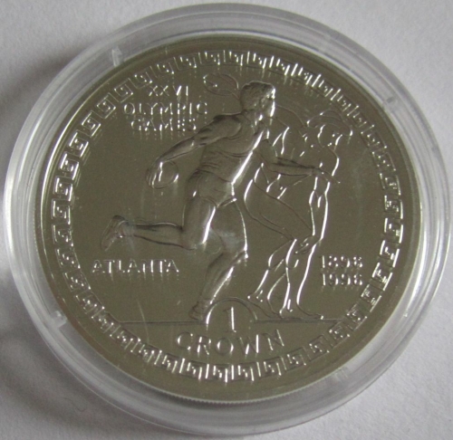 Gibraltar 1 Crown 1995 100 Years Olympics Silver