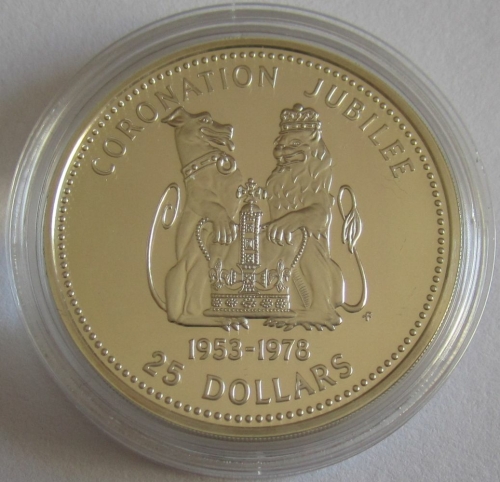 Belize 25 Dollars 1978 25 Years Coronation Queen Elizabeth II Silver Proof