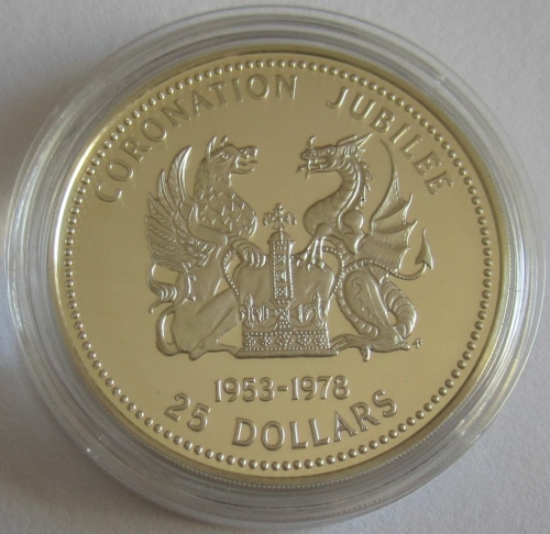 Britische Jungferninseln 25 Dollars 1978 25 Jahre Krönung Queen Elizabeth II.