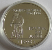 Aruba 25 Florin 1995 Olympics Atlanta Cycling Silver Proof