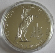 Liberia 20 Dollars 2002 Lunar Horse Silver