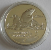 New Zealand 5 Dollars 1993 Wildlife Hookers Sea Lion Silver