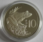 Fiji 10 Dollars 1986 25 Years WWF Tree Frog Silver