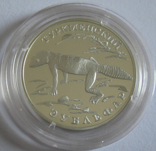 Russia 1 Rouble 1996 Wildlife Turkmenian Eublefar 1/2 Oz Silver