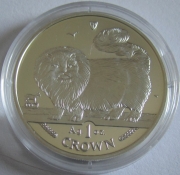 Isle of Man 1 Crown 1997 Cats Persian Cat 1 Oz Silver