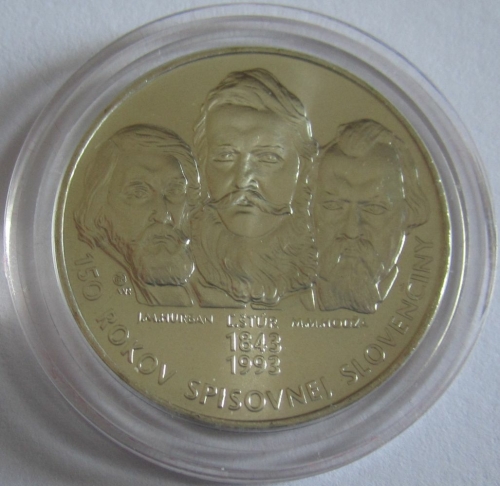 Slovakia 200 Korun 1993 150 Years Slovak Standard Language Silver BU