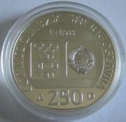 Yugoslavia 250 Dinara 1983 Olympics Sarajevo Lepenski Vir 1/2 Oz Silver