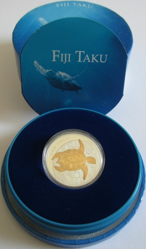 Fiji 2 Dollars 2010 Taku Gilded 1 Oz Silver