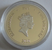 Fiji 2 Dollars 2010 Taku Gilded 1 Oz Silver