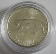 Canada 25 Cents 1967 100 Years Dominion Lynx Silver