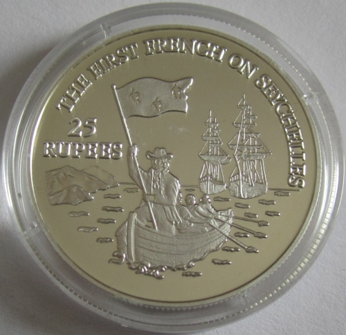 Seychelles 25 Rupees 1993 250 Years French Colonization Silver