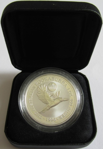 Australia 1 Dollar 1996 Kookaburra Brandenburg Gate in Germany Privy 1 Oz Silver