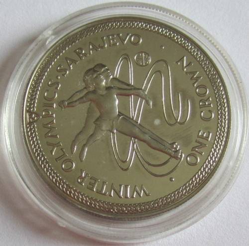 Isle of Man 1 Crown 1984 Olympics Sarajevo Figure Skating Silver Proof