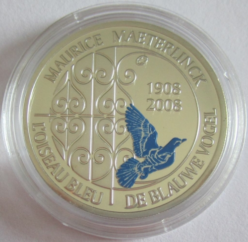 Belgium 10 Euro 2008 Eurostar 100 Years Blue Bird by Maurice Maeterlinck Silver