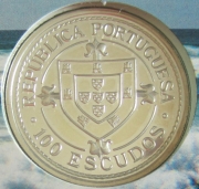 Portugal 100 Escudos 1987 Discoveries Nuno Tristão Silver BU