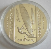 Isle of Man 1 Crown 2003 Olympics Athens Sailing Silver