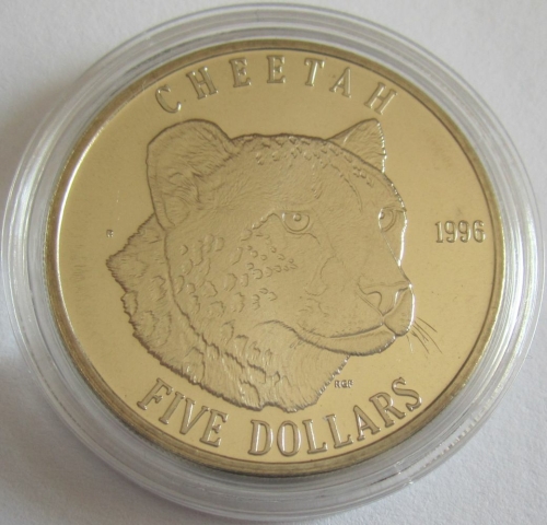 Marshall Islands 5 Dollars 1996 Wildlife Cheetah