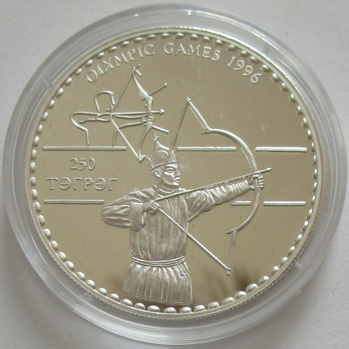 Mongolia 250 Togrog 1995 Olympics Atlanta Archery Silver