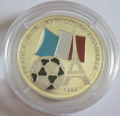 Benin 500 Francs 1995 Football World Cup in France Eiffel Tower Silver