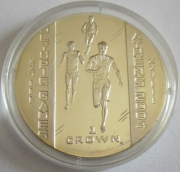 Isle of Man 1 Crown 2003 Olympics Athens Marathon Silver