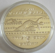 Isle of Man 1 Crown 2003 Olympics Athens Swimming Silver