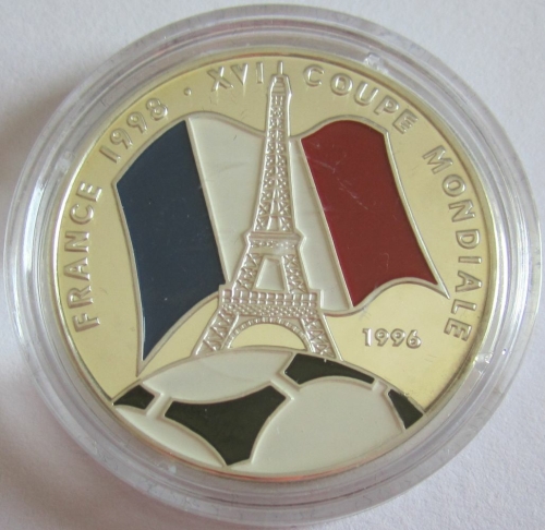 Congo 1000 Francs 1996 Football World Cup in France Eiffel Tower Silver