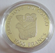 Kongo 1000 Francs 1996 Fußball-WM in Frankreich...