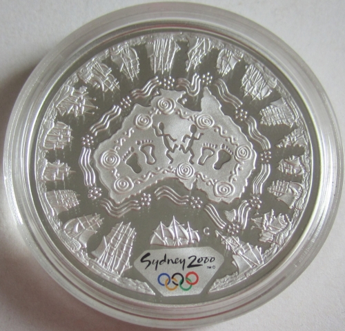 Australia 5 Dollars 2000 Olympics Sydney Map 1 Oz Silver