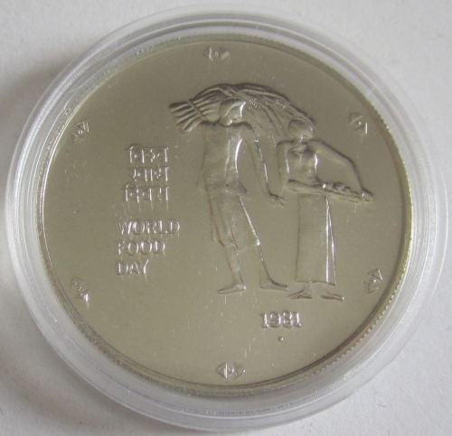 India 100 Rupees 1981 FAO World Food Day Silver