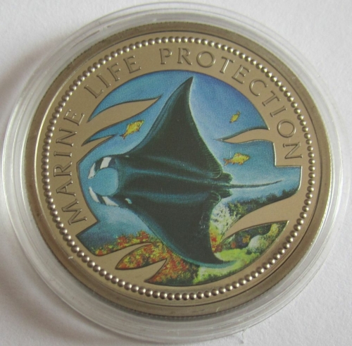 Palau 1 Dollar 1999 Marine Life Protection Reef Manta Ray