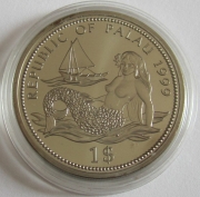 Palau 1 Dollar 1999 Marine Life Protection Grauer Riffhai