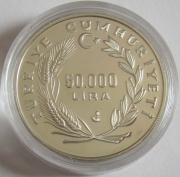 Turkey 50000 Lira 1994 Football World Cup in the USA Bicycle Kick Silver