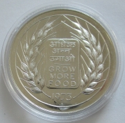 India 20 Rupees 1973 FAO Wheat Ears Silver BU