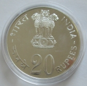 India 20 Rupees 1973 FAO Wheat Ears Silver BU