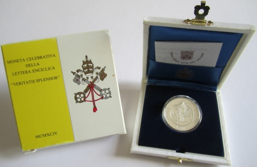 Vatican 500 Lire 1994 Veritatis Splendor Silver BU