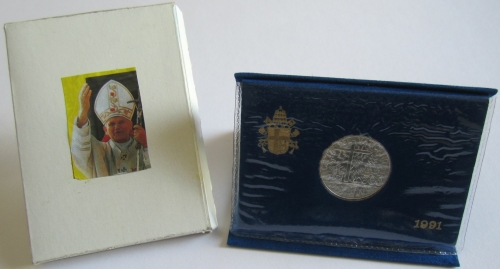 Vatican 500 Lire 1991 100 Years Rerum Novarum Silver