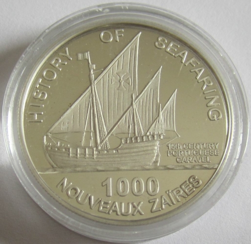 Zaire 1000 Nouveaux Zaïres 1997 Schiffe Karavelle