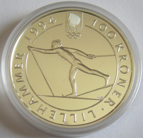 Norway 100 Kroner 1991 Olympics Lillehammer Cross-Country Skiing 1 Oz Silver