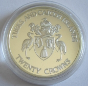 Turks & Caicos Islands 20 Crowns 1992 Olympics Barcelona & Albertville Gymnastics 1 Oz Silver