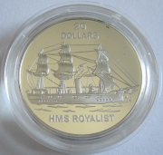 Tuvalu 20 Dollars 1993 Ships HMS Royalist Silver