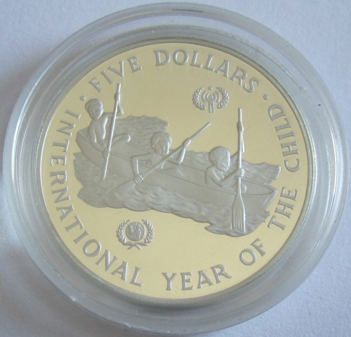 Solomon Islands 5 Dollars 1983 Year of the Child Silver